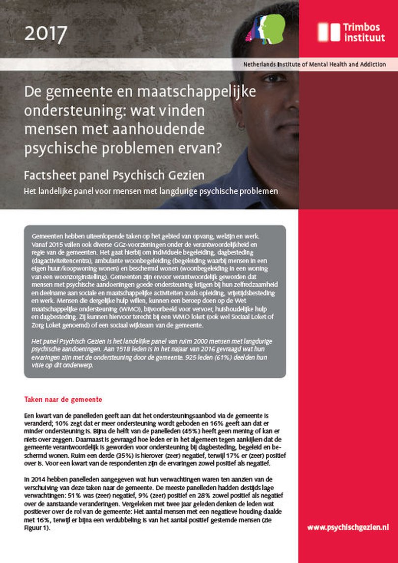 De gemeente en maatschappelijke ondersteuning: wat vinden mensen met aanhoudende psychische problemen ervan?