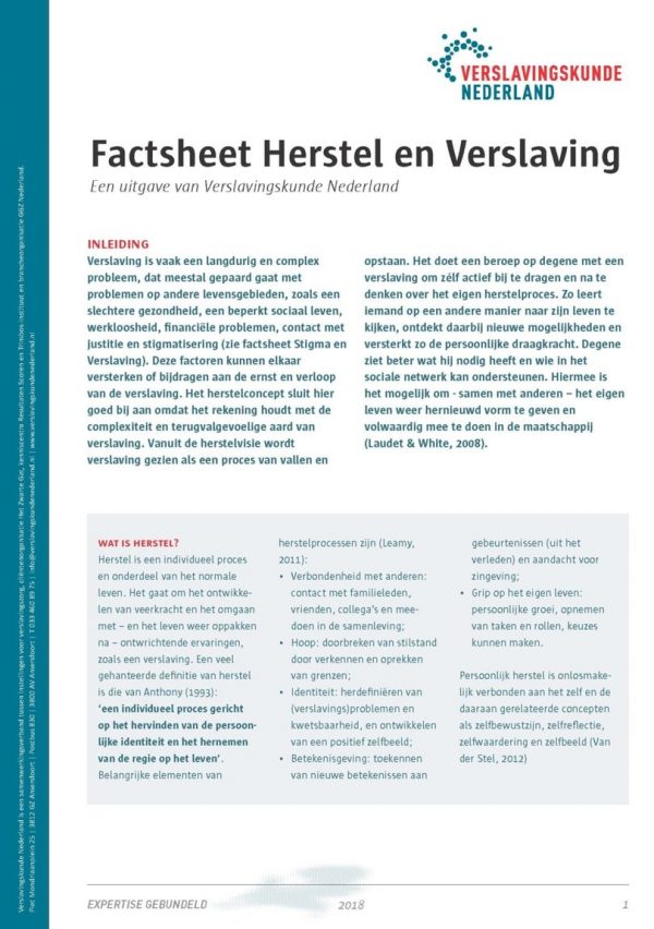 Factsheet Herstel en Verslaving