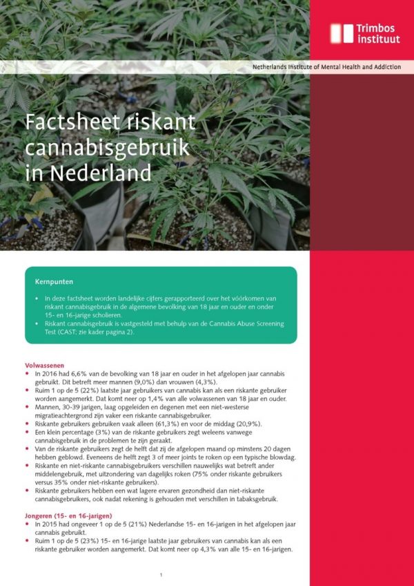 Factsheet riskant cannabisgebruik in Nederland