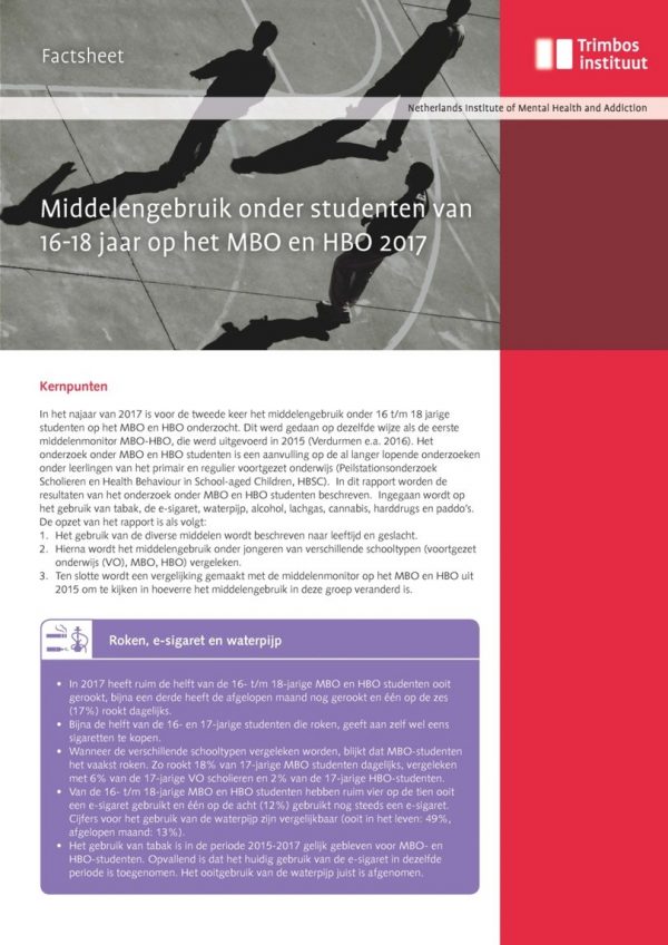 Middelengebruik onder studenten van 16-18 jaar op het MBO en HBO 2017