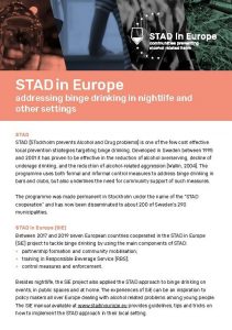 STAD in Europe