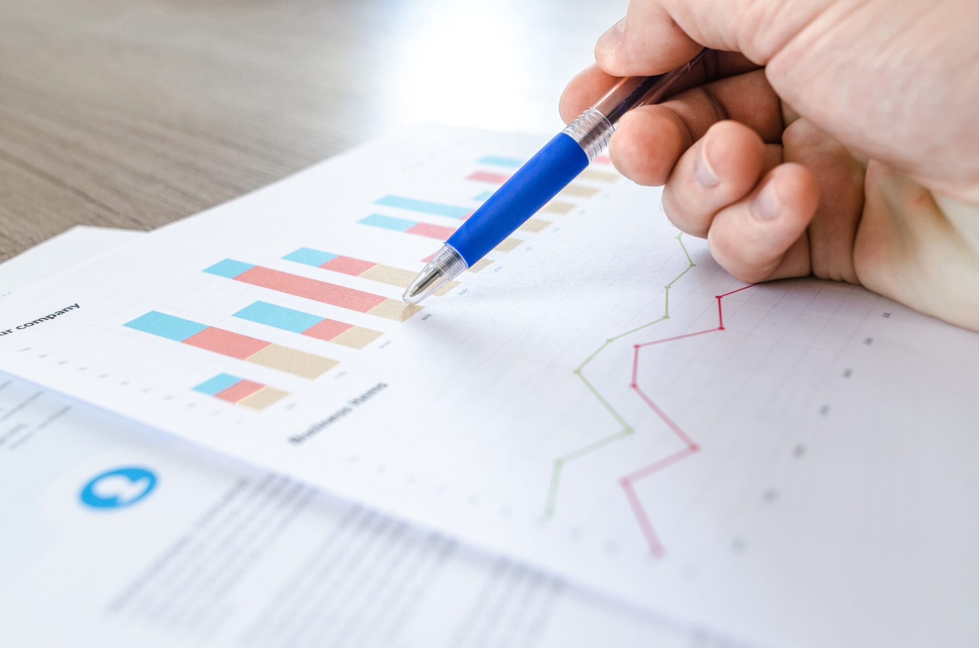 Chart close up data desk