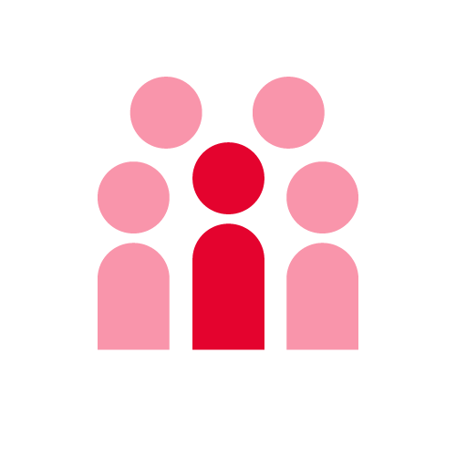 Medewerkers, collega's Icoon groep roze tekening mensen