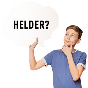 Helder op school jongen houdt denkwolk vast nadenken 