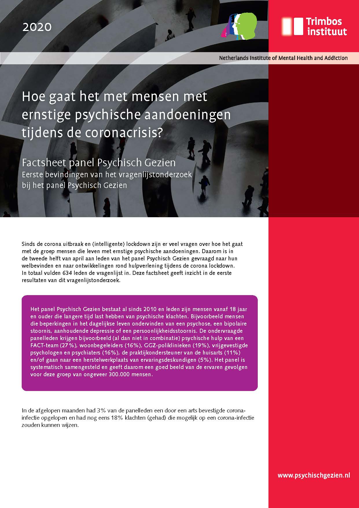 Factsheet panel Psychisch Gezien - Eerste bevindingen van het vragenlijstonderzoek bij het panel Psychisch Gezien