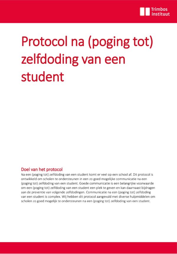 Protocol na (poging tot) zelfdoding van een student