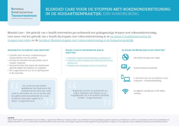 Handreiking blended care voor de stoppen-met-rokenondersteuning in de huisartsenpraktijk