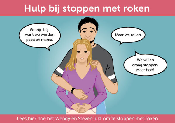 Beeldverhaal 'Hulp bij stoppen met roken' voor zwangere vrouwen en partners (set 10 stuks) | Nederlands