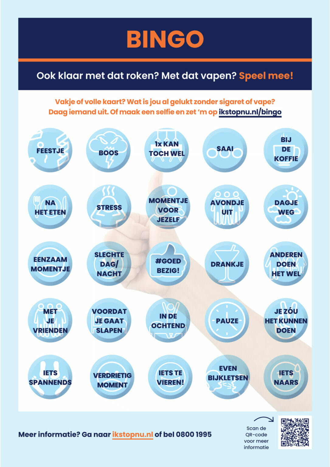 Bingokaart stoppen met roken/vapen (bundel 25 stuks) Trimbosinstituut