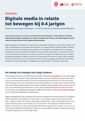 Digitale media in relatie tot bewegen bij 0-4 jarigen