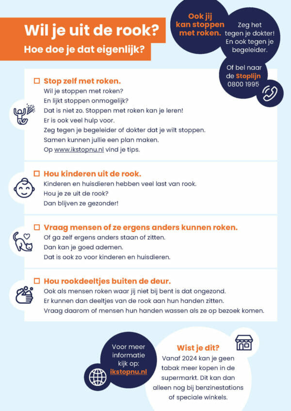 Wil je uit de rook? Flyer in eenvoudige taal