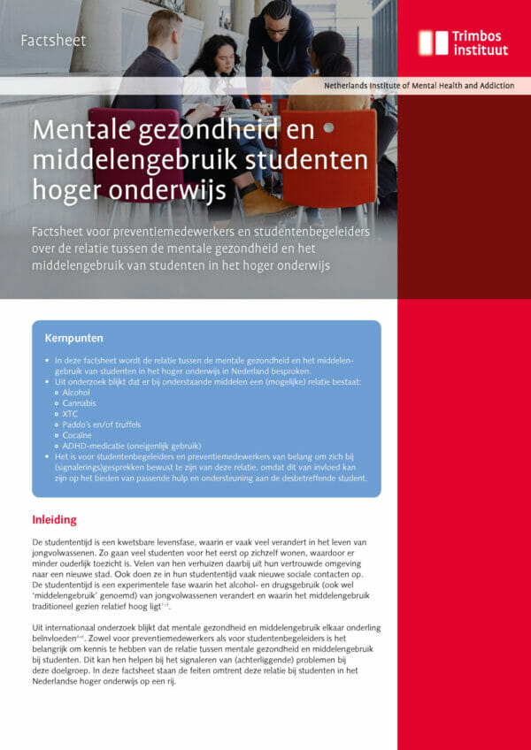Mentale gezondheid en middelengebruik studenten hoger onderwijs