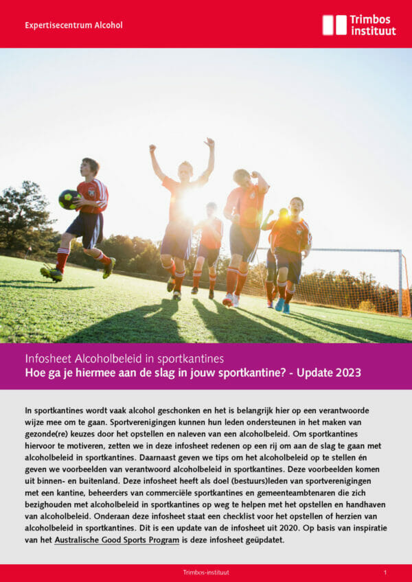 Infosheet alcoholbeleid in sportkantines