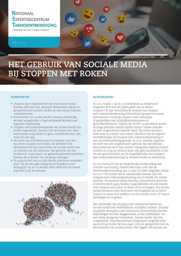 Het gebruik van social media bij het stoppen met roken