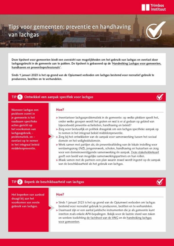 Tips voor gemeenten: preventie en handhaving  van lachgas