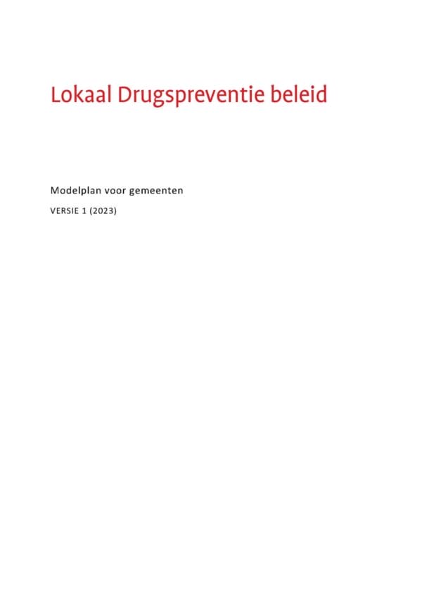 Modelplan lokaal drugspreventiebeleid