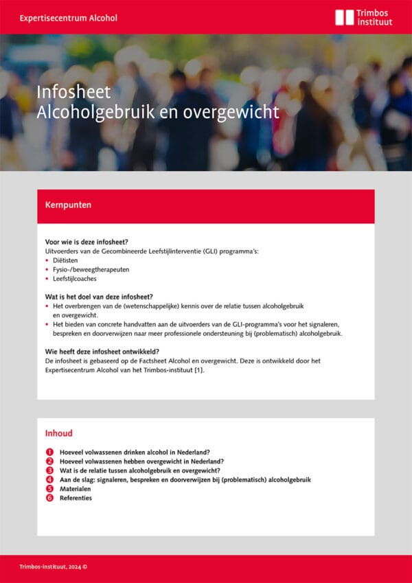 Infosheet Alcoholgebruik en overgewicht