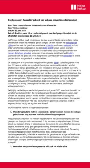 Position paper: Recreatief gebruik van lachgas, preventie en lachgasafval