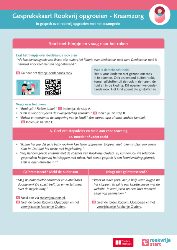 Gesprekskaart Rookvrij opgroeien – Kraamzorg (met voorbeeldzinnen)