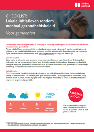 Checklist lokale initiatieven mentaal gezondheidsbeleid