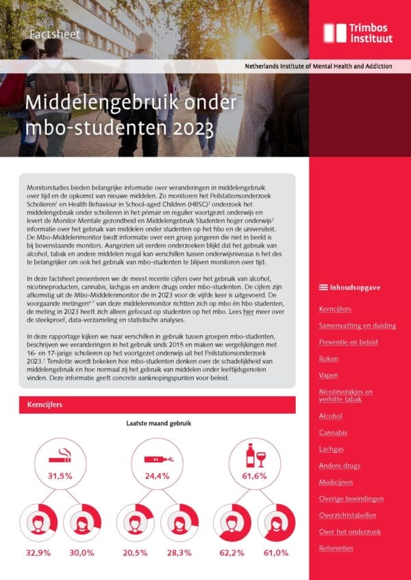 Factsheet: Middelengebruik onder mbo-studenten 2023