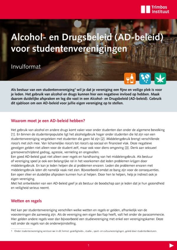 Invulformat Alcohol- en Drugsbeleid Studentenverenigingen