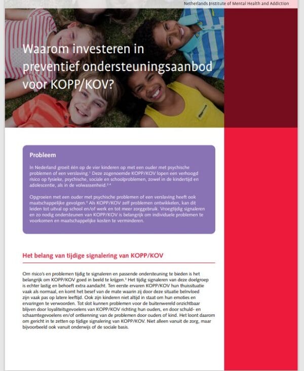 Factsheet - Waarom investeren in preventieve ondersteuning voor KOPP/KOV?