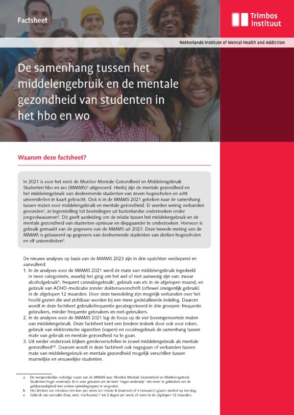 De samenhang tussen het middelengebruik en de mentale gezondheid van studenten in het hbo en wo
