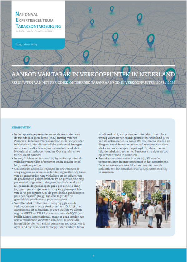 Factsheet - Aanbod van tabak in verkooppunten in Nederland