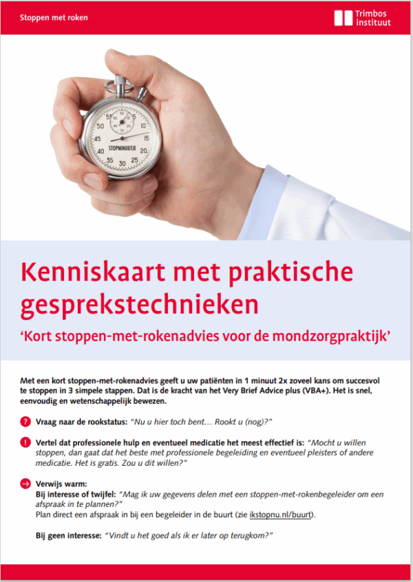 Stoppen-met-Rokenadvies - kenniskaart voor de mondzorgpraktijk